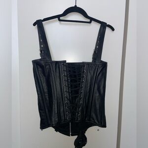 Black Genuine Leather Corset